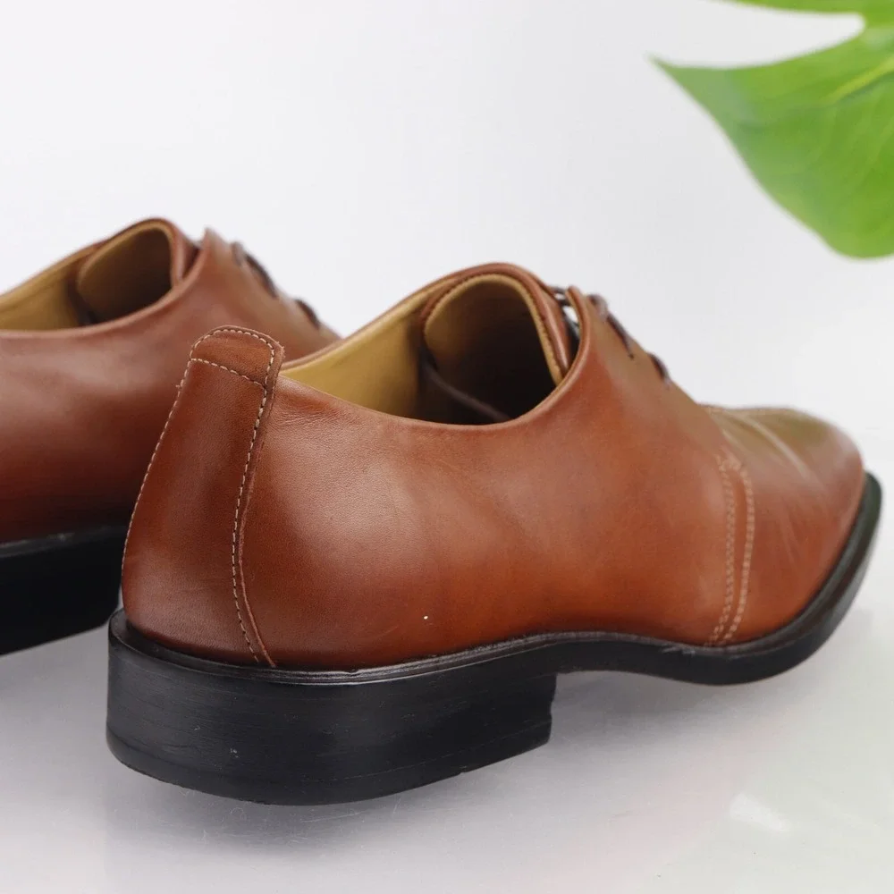 Cole Haan Mens Beckett Oxfords Size 12 M Tan Brown Leather Split Toe Dress Shoes